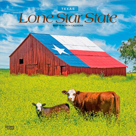 BrownTrout; Lone Star State | Texas Places | 2027 12 x 24 Inch (Hanging) Monthly Square Wall Calendar | Plastic-Free; Category:Wall Calendars; Image:1